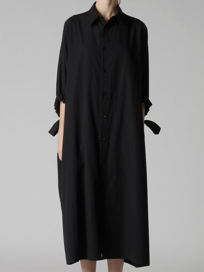 COTTON BROAD SLEEVE SHIRT DRESS
