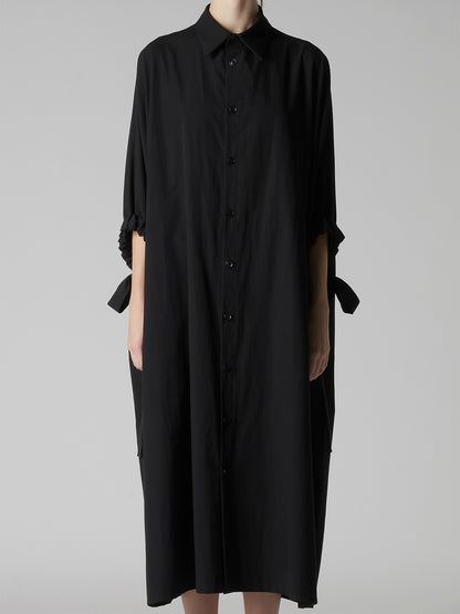 COTTON BROAD SLEEVE SHIRT DRESS