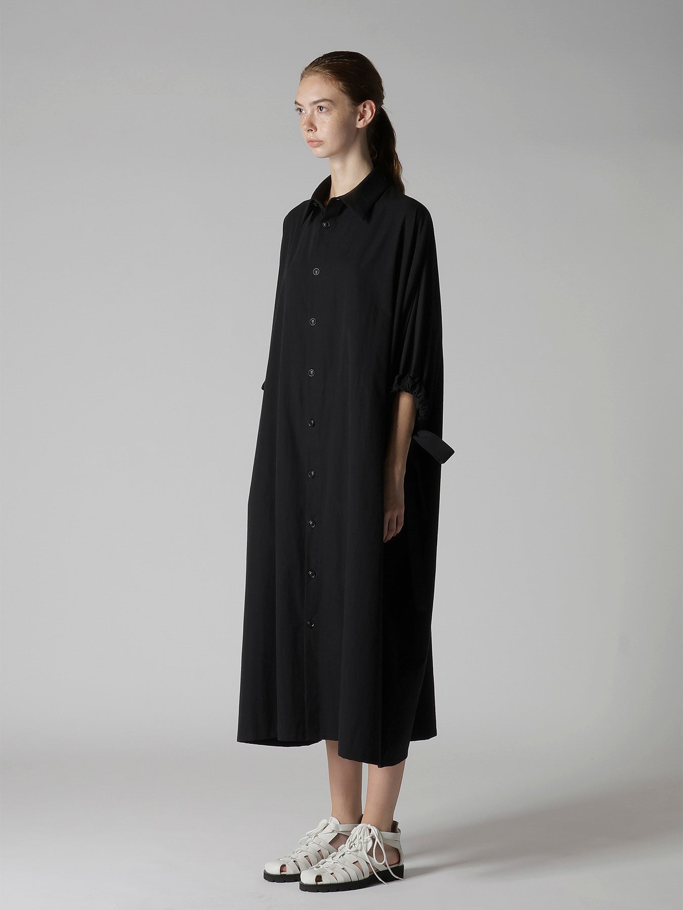 COTTON BROAD SLEEVE SHIRT DRESS