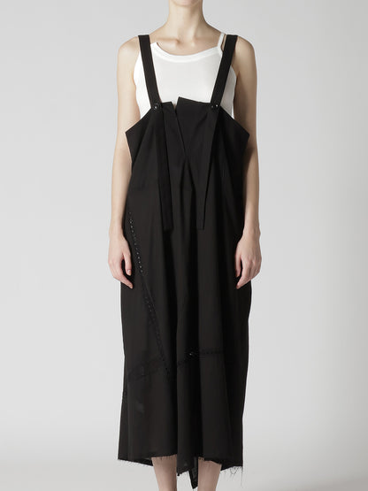 COTTON LACE PATCHWORK SHOULDER STRAP DRESS