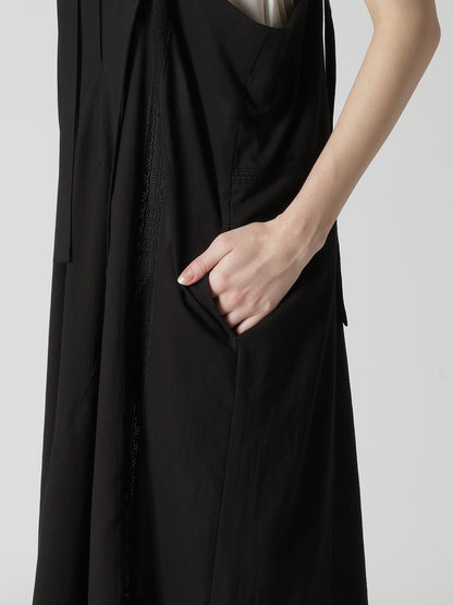 COTTON LACE PATCHWORK SHOULDER STRAP DRESS