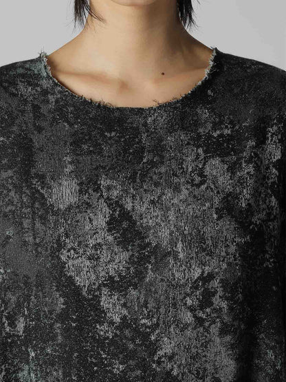 RUG PATTERN JACQUARD SLEEVE ROUNDNECK DRESS