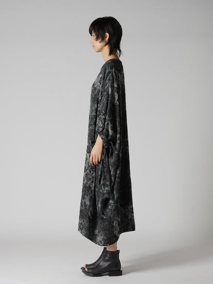 RUG PATTERN JACQUARD SLEEVE ROUNDNECK DRESS