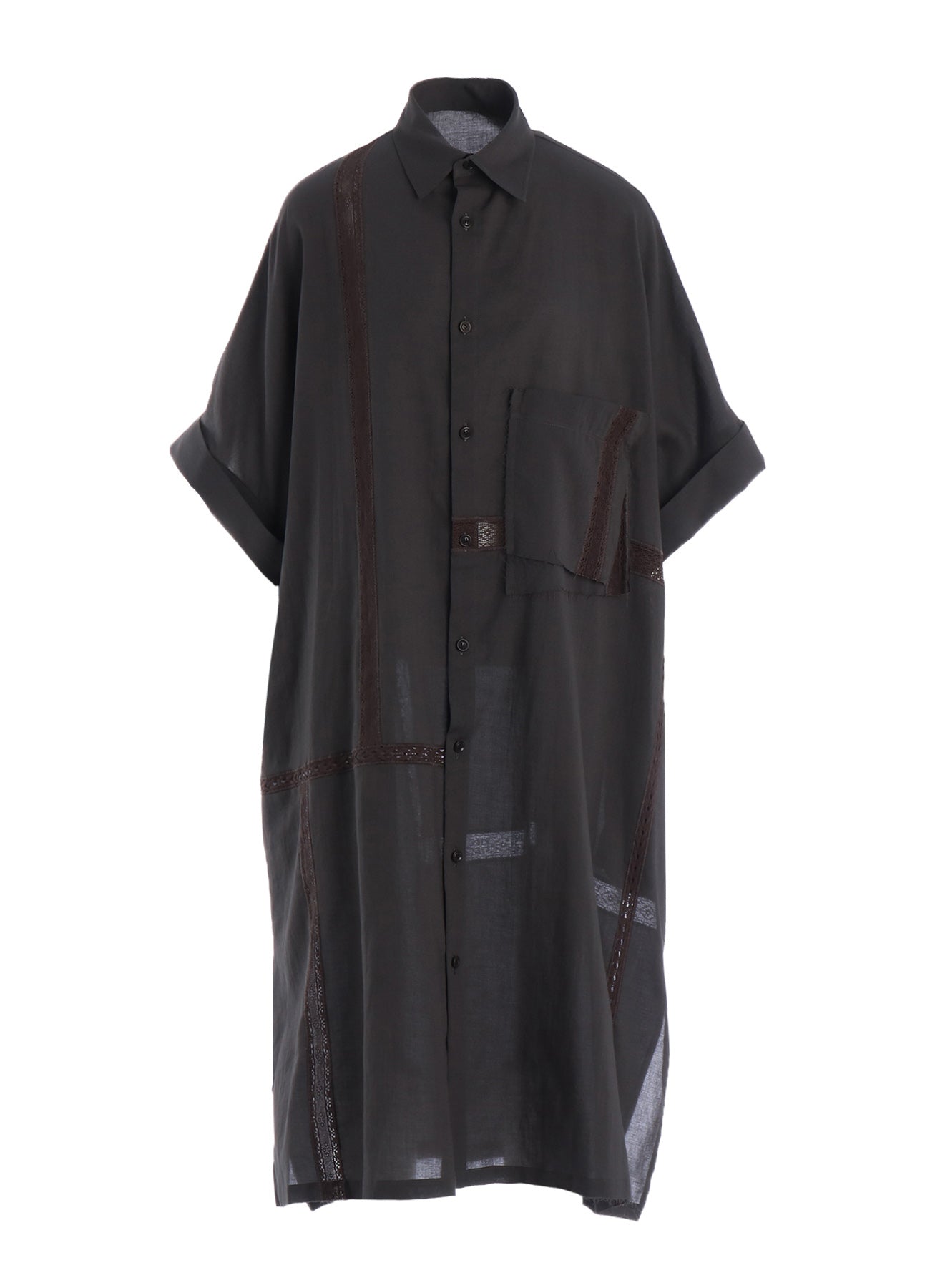 COTTON LACE PATCHWORK SHIRT DRESS
