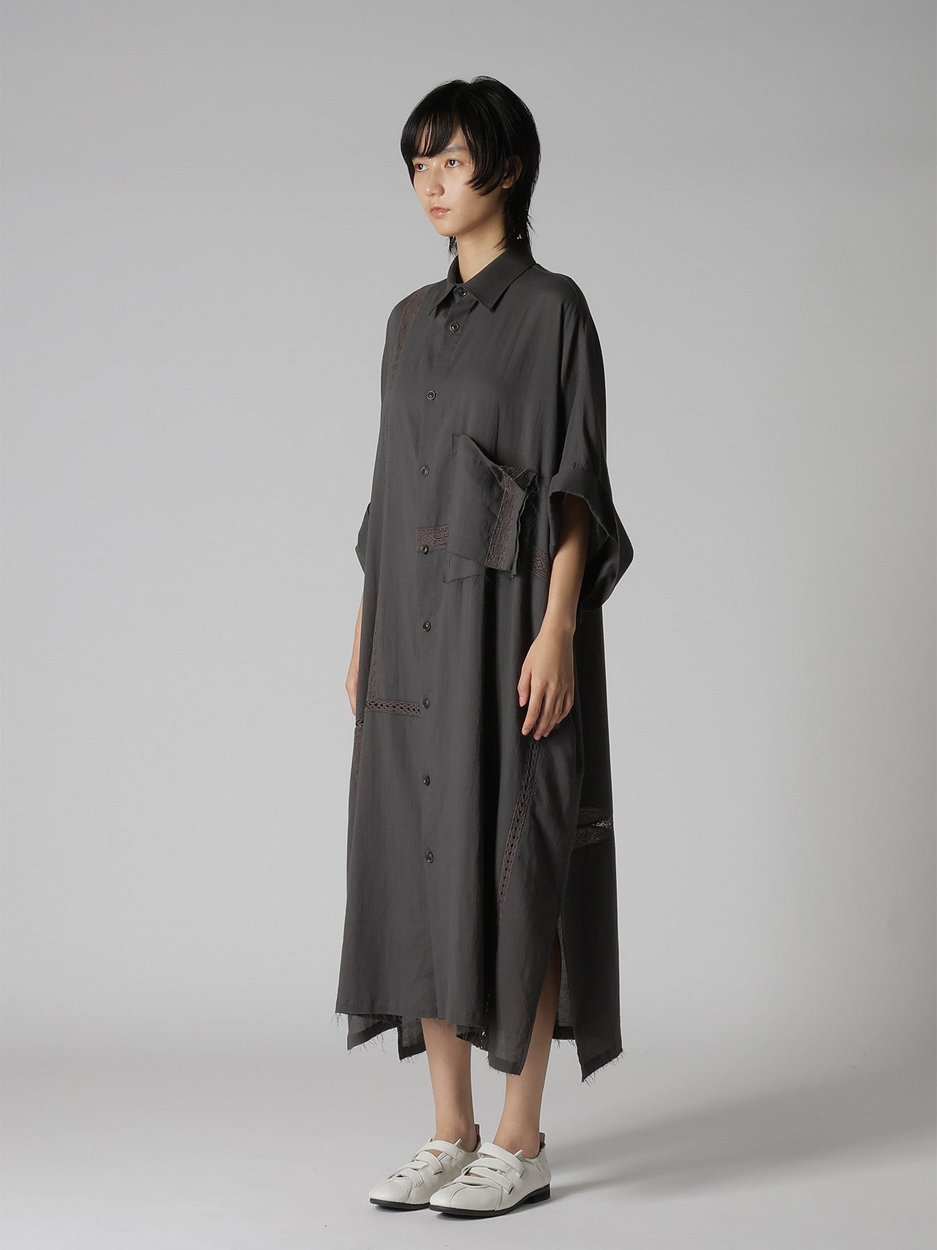 COTTON LACE PATCHWORK SHIRT DRESS – THE SHOP YOHJI YAMAMOTO