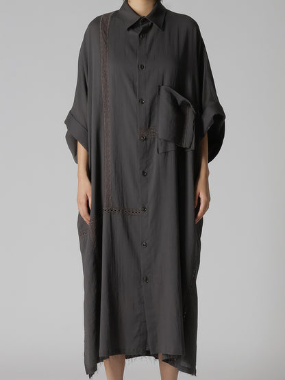 COTTON LACE PATCHWORK SHIRT DRESS