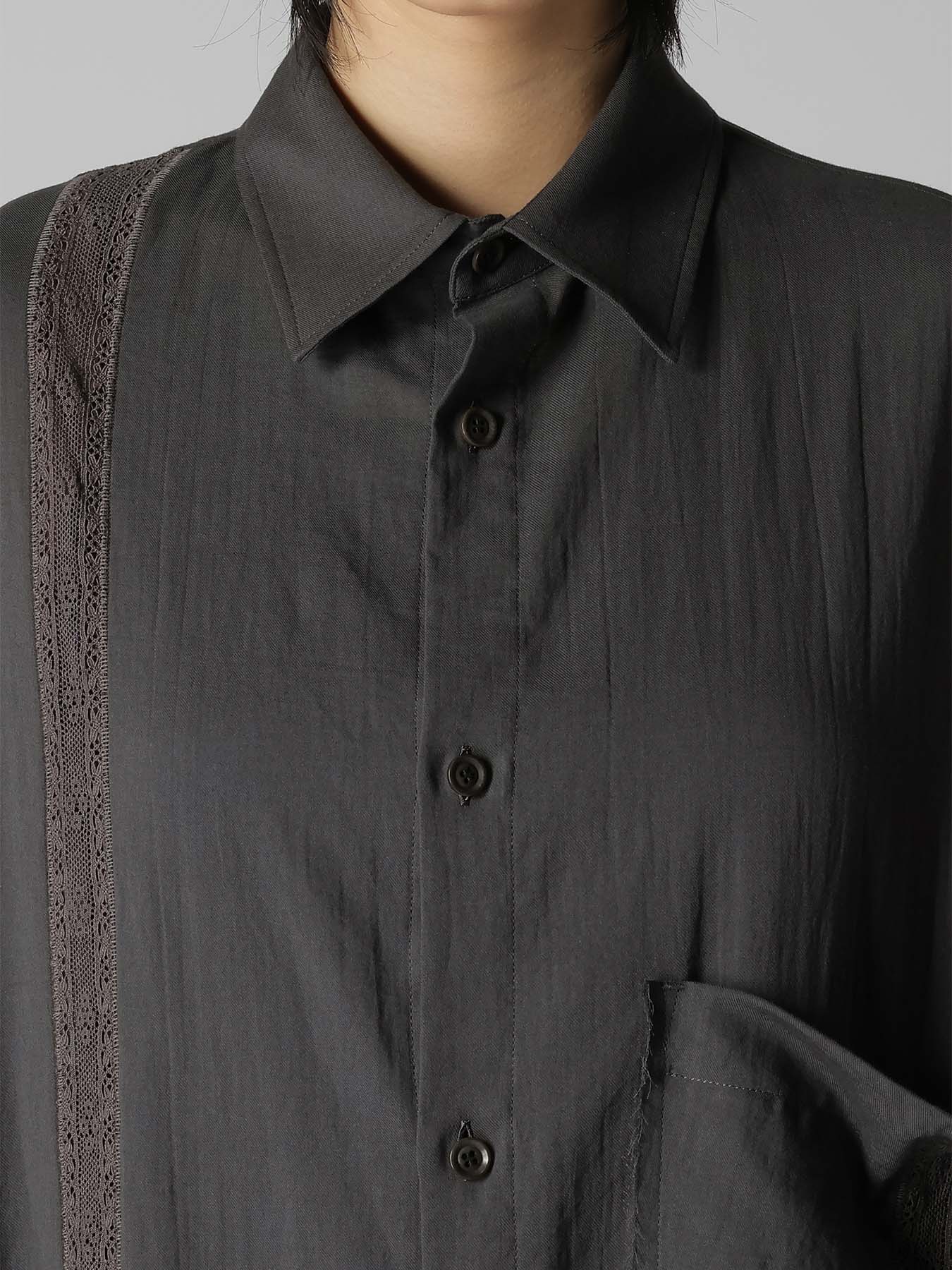 COTTON LACE PATCHWORK SHIRT DRESS