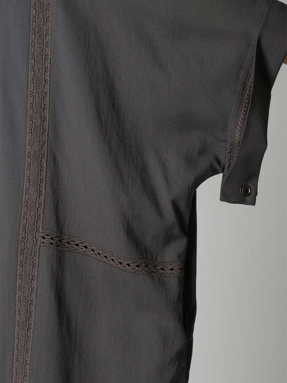 COTTON LACE PATCHWORK SHIRT DRESS