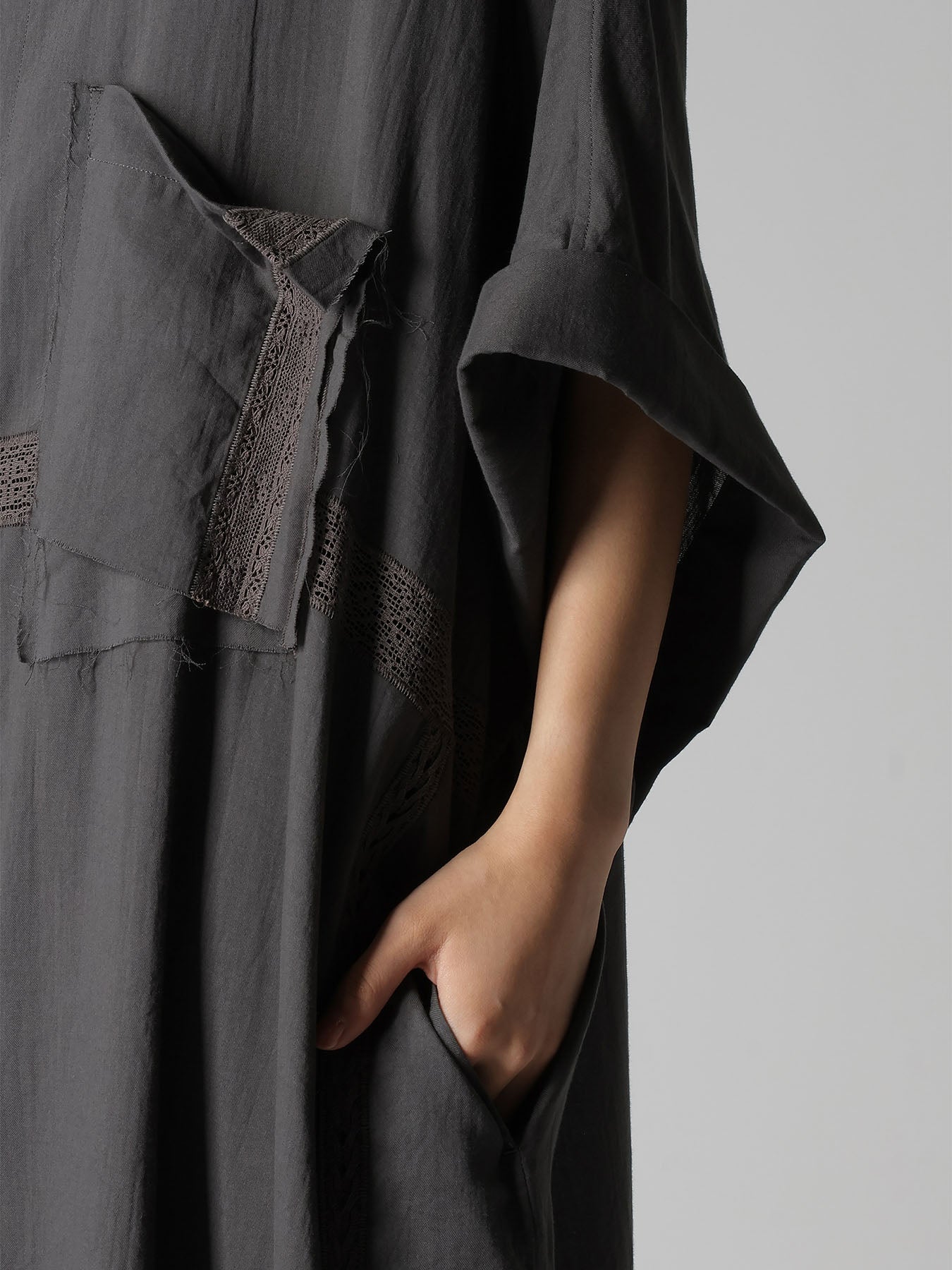 COTTON LACE PATCHWORK SHIRT DRESS