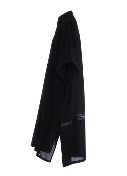 COTTON LACE PATCHWORK SHIRT DRESS