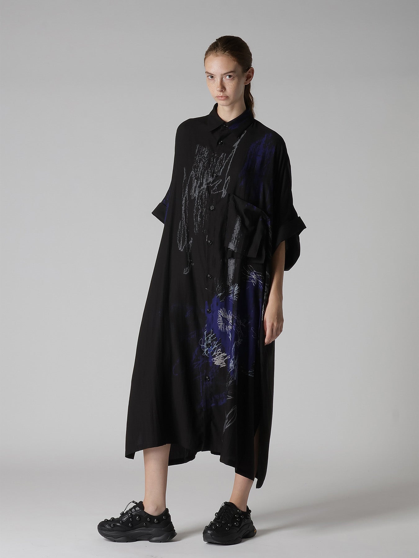 CUPRO/DUNGAREE TWILL SHIRT DRESS