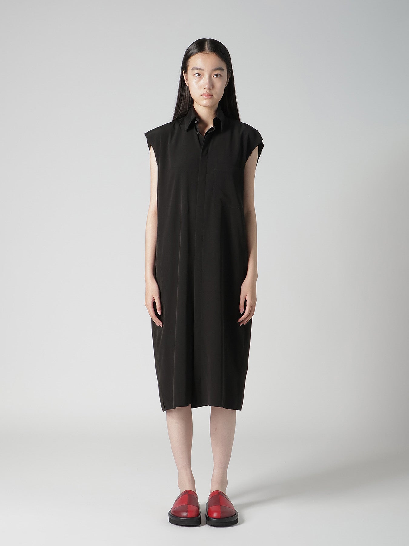 TA/PE SUPER VIYON TUSSER SLEEVELESS SHIRT DRESS