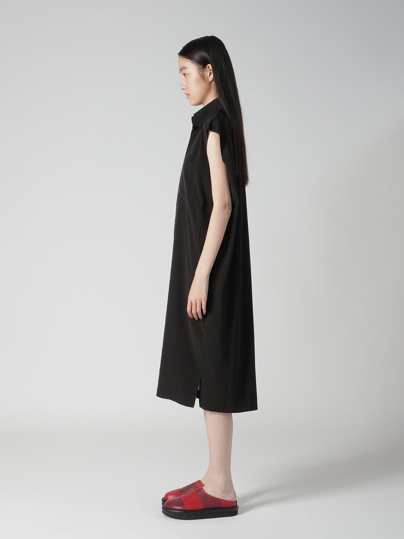 TA/PE SUPER VIYON TUSSER SLEEVELESS SHIRT DRESS