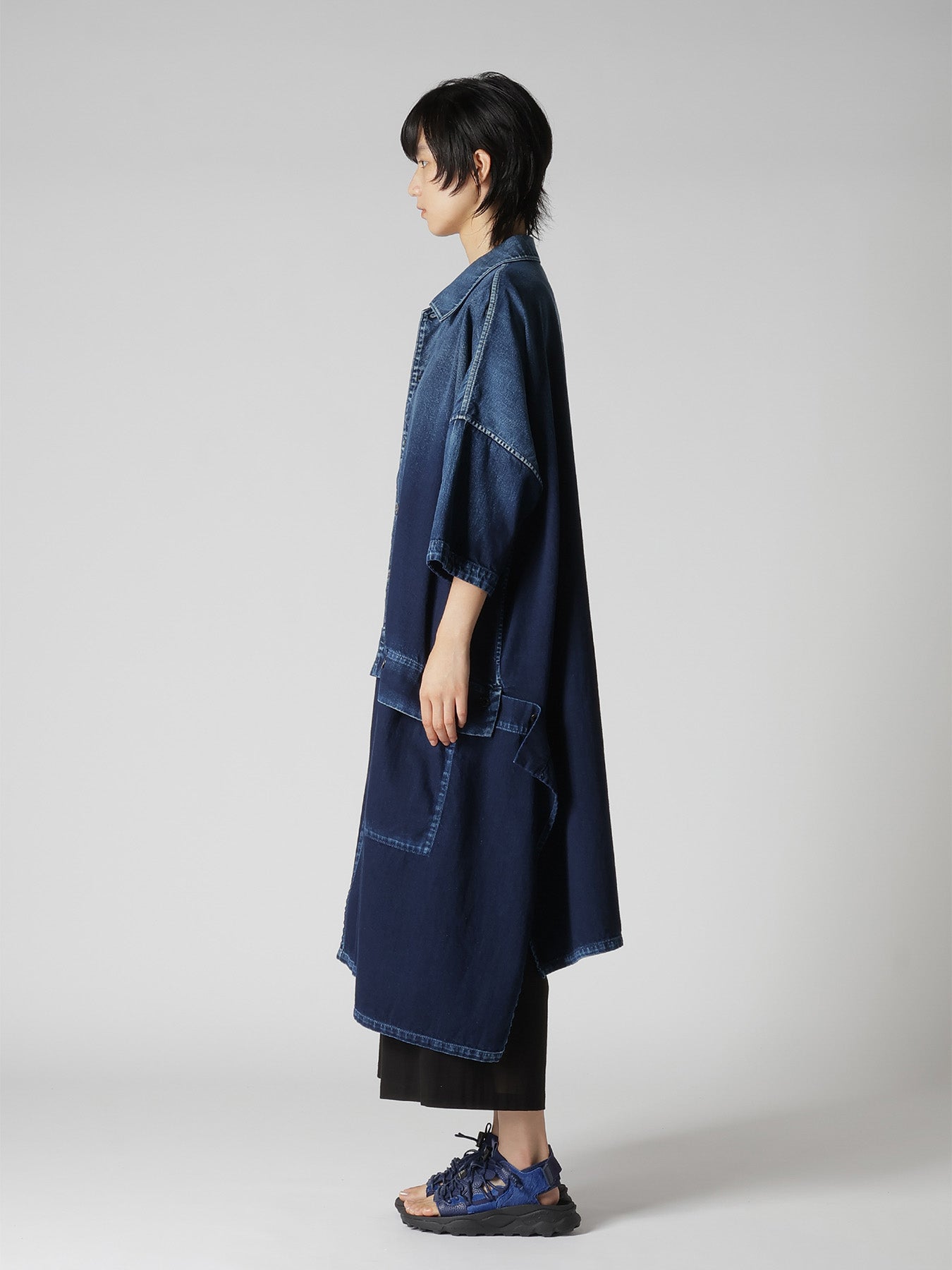 8OZ SPOTTED DENIM SHORT-SLEEVE DRESS