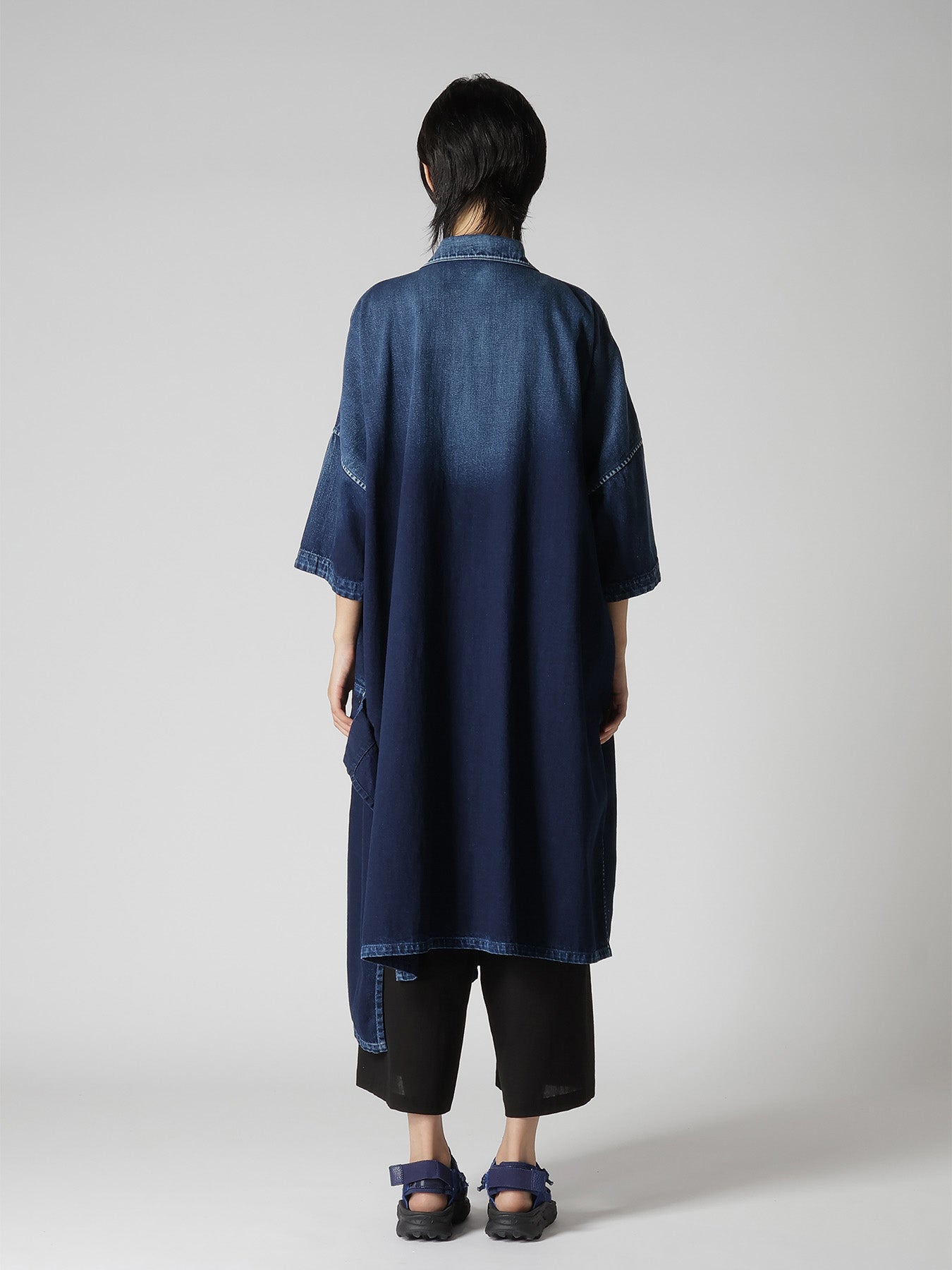 8OZ SPOTTED DENIM SHORT-SLEEVE DRESS