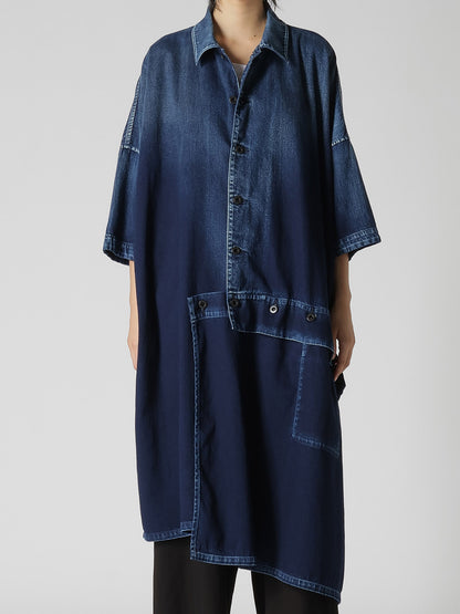 8OZ SPOTTED DENIM SHORT-SLEEVE DRESS