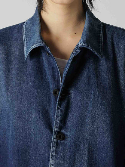 8OZ SPOTTED DENIM SHORT-SLEEVE DRESS