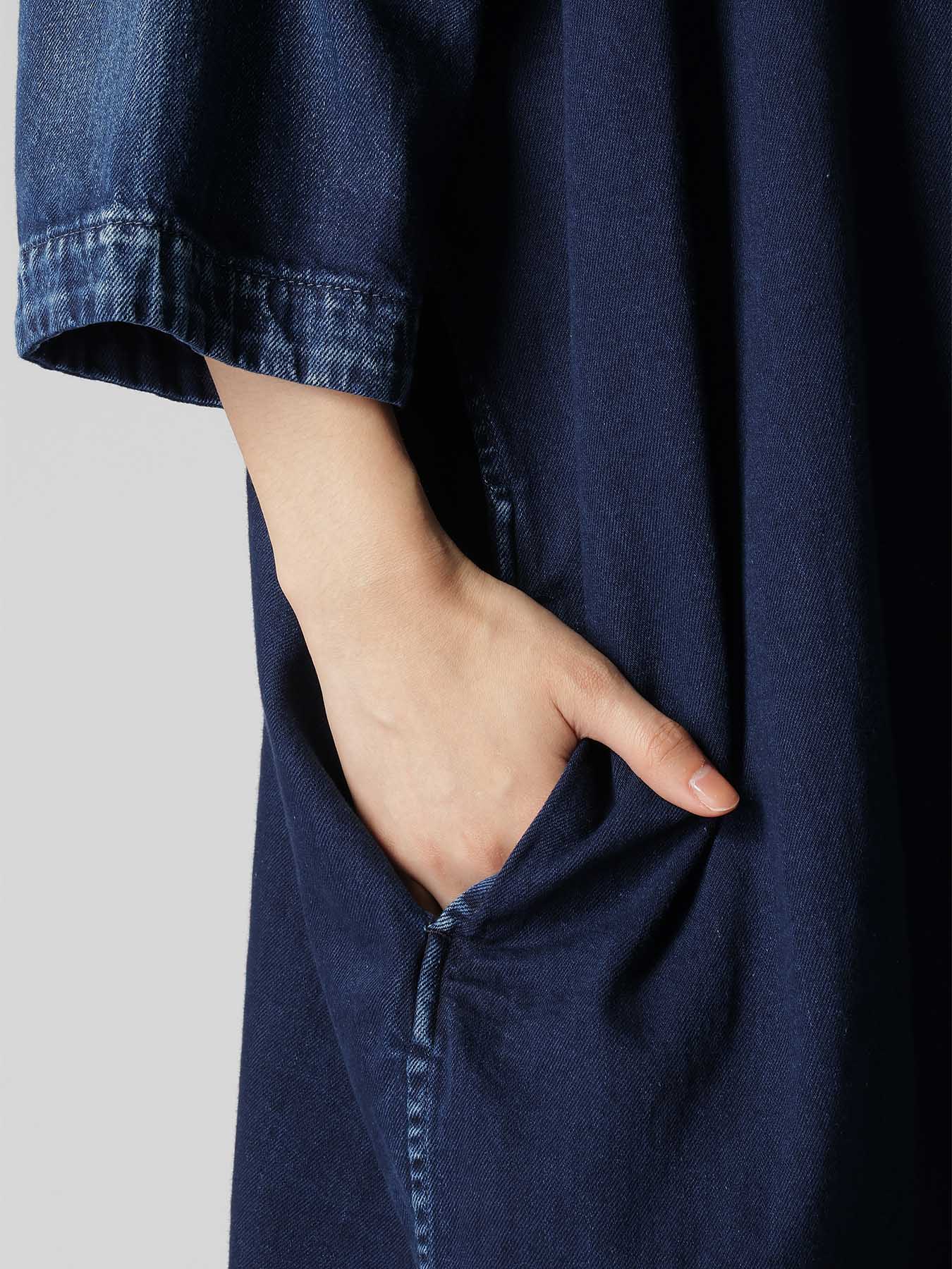 8OZ SPOTTED DENIM SHORT-SLEEVE DRESS