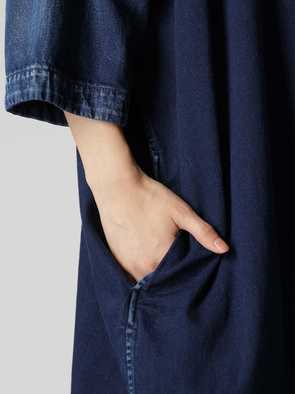 8OZ SPOTTED DENIM SHORT-SLEEVE DRESS