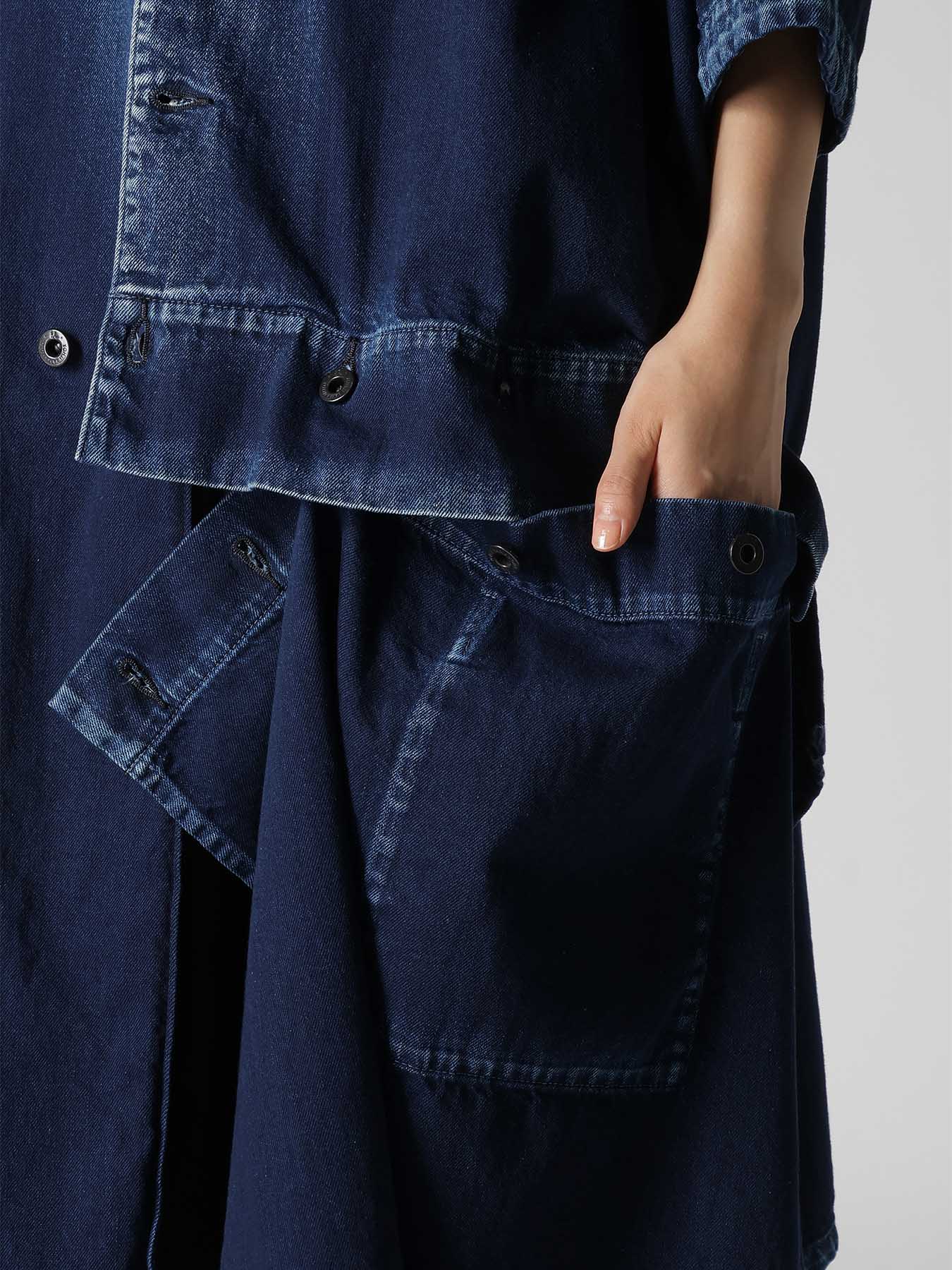 8OZ SPOTTED DENIM SHORT-SLEEVE DRESS – THE SHOP YOHJI YAMAMOTO