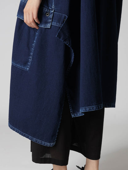 8OZ SPOTTED DENIM SHORT-SLEEVE DRESS