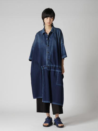 8OZ SPOTTED DENIM SHORT-SLEEVE DRESS