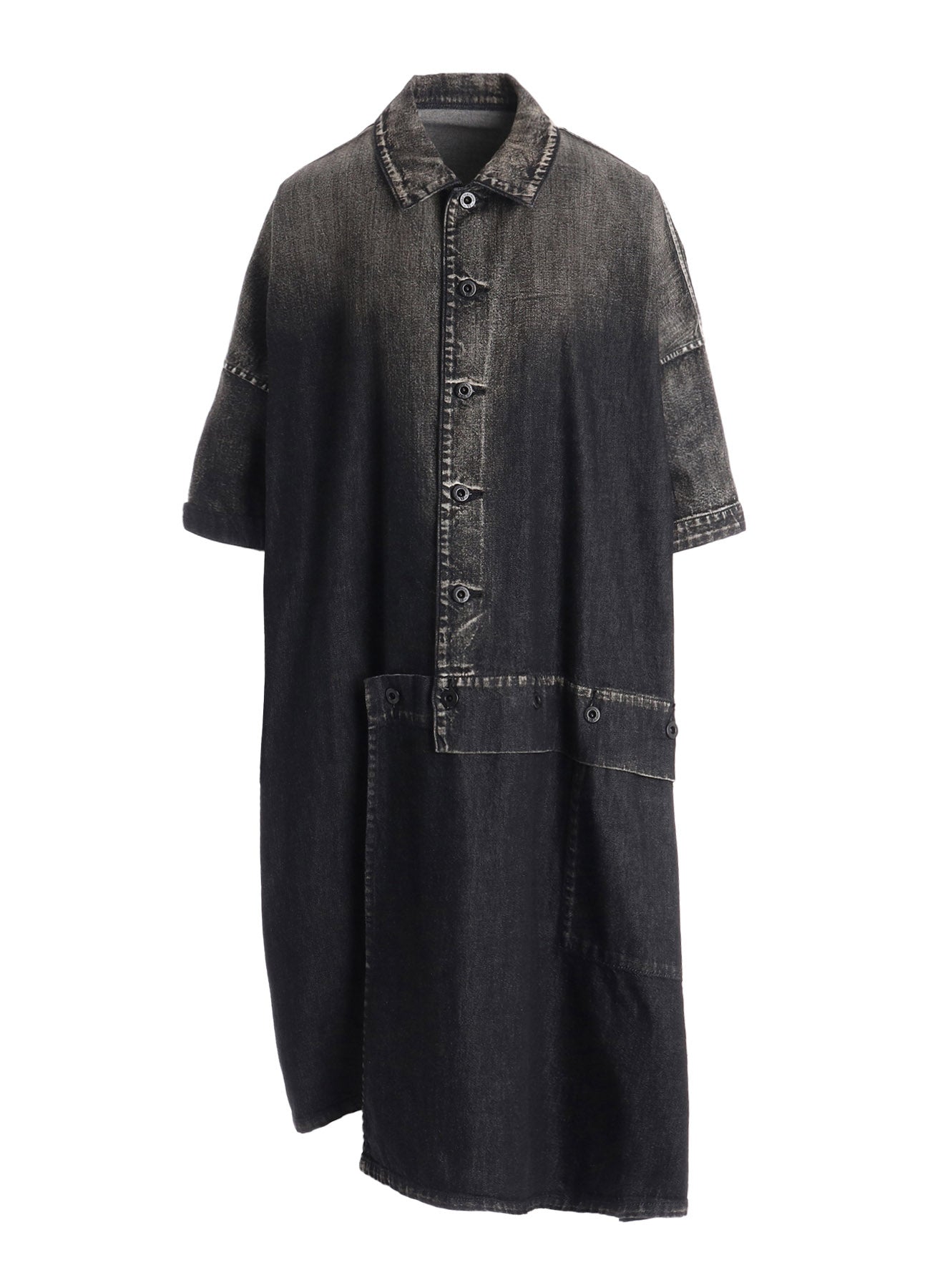 black denim short sleeve dress 8OZ SPOTTED DENIM SHORT-SLEEVE DRESS XS