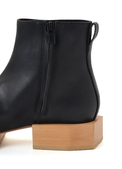 SOFT SMOOTH LEATHER WOOD SOLE BOOTS