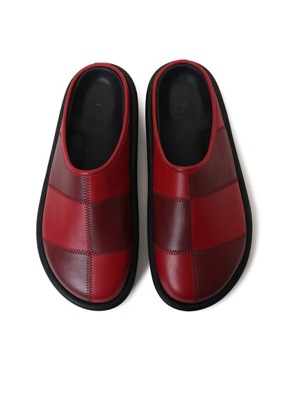 COW LEATHER PATCHWORK SANDALS