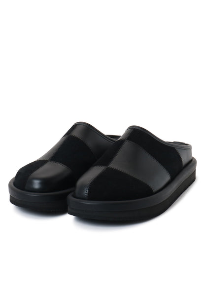 COW LEATHER PATCHWORK SANDALS