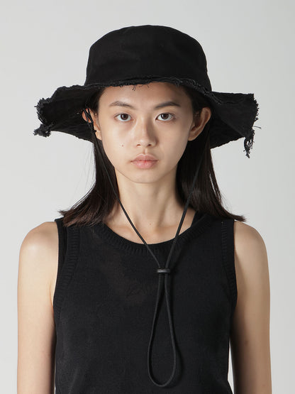 COTTON CANVAS HAT W/ CAPE