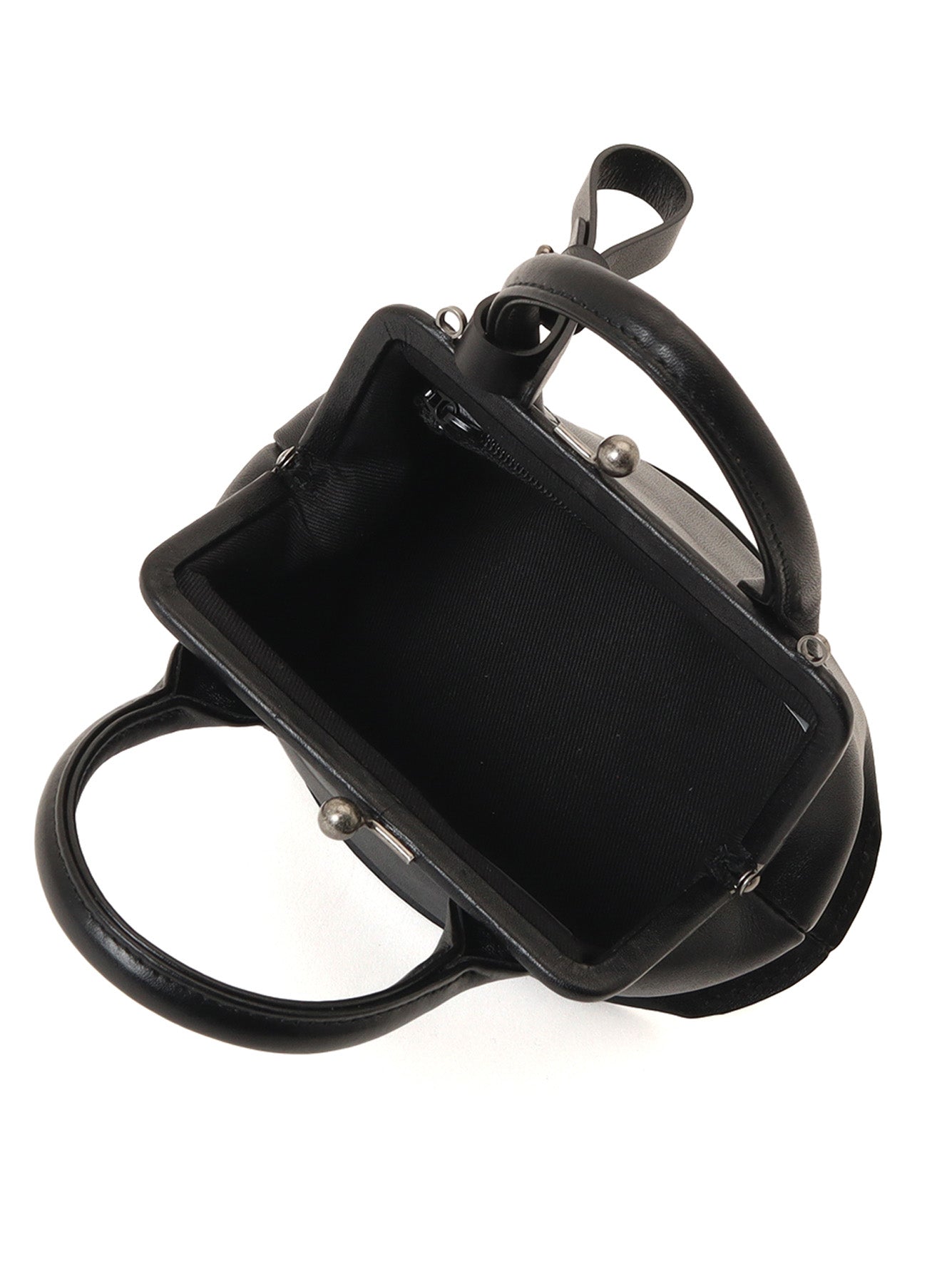 OIL SOFT LEATHER CURVED MINI METAL CLASP BAG