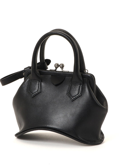 OIL SOFT LEATHER CURVED MINI METAL CLASP BAG