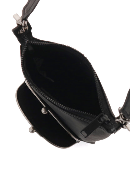 SOFT LEATHER METAL CLASP POCKET SHOULDER BAG
