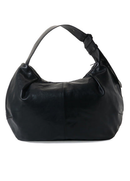 SURFACE-DYED SOFT TAN LEATHER GYOZA BAG