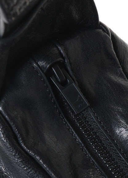 SURFACE-DYED SOFT TAN LEATHER GYOZA BAG