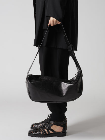 SURFACE-DYED SOFT TAN LEATHER BOX SHOULDER BAG