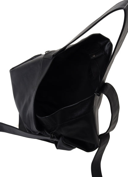 SEMI GLOSS LEATHER BELTED TOTE BAG S