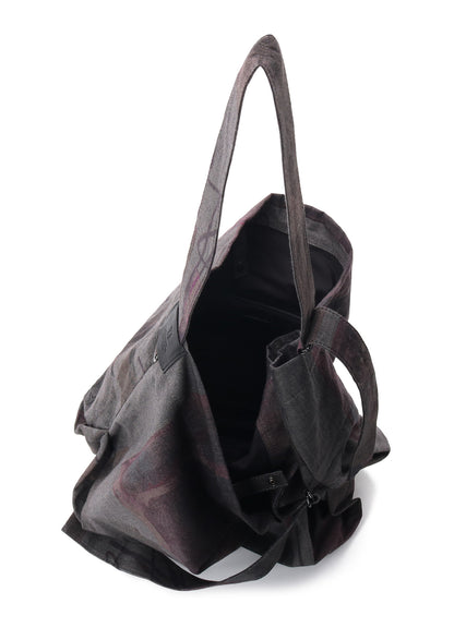 VASE DESIGN COLLAGE PRINT BELTED TOTE BAG L