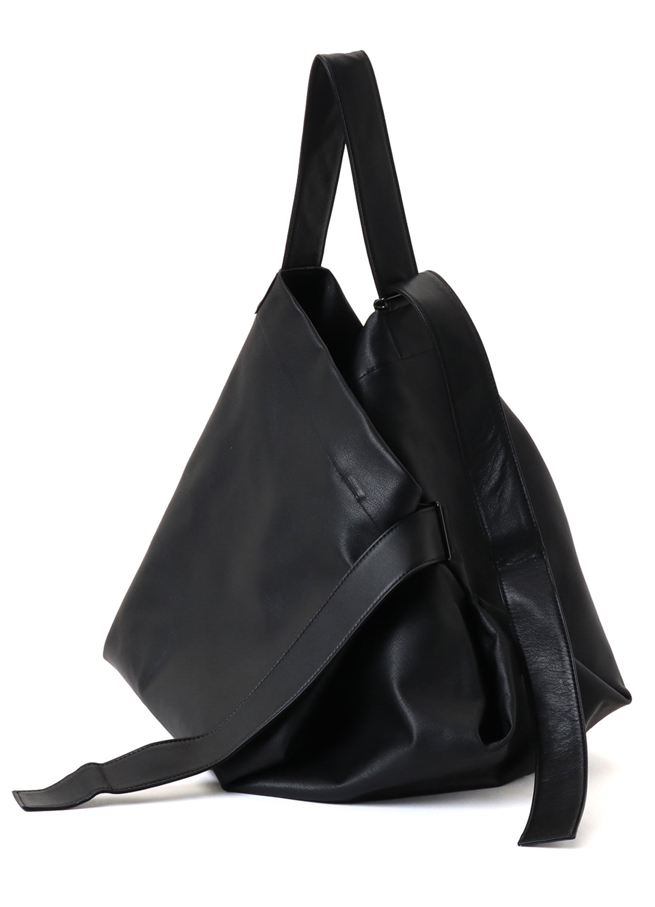 SEMI GLOSS LEATHER BELTED TOTE BAG L