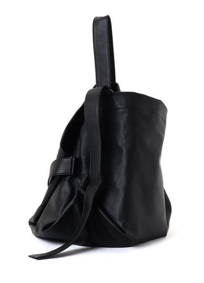 SEMI GLOSS LEATHER BELTED TOTE BAG L