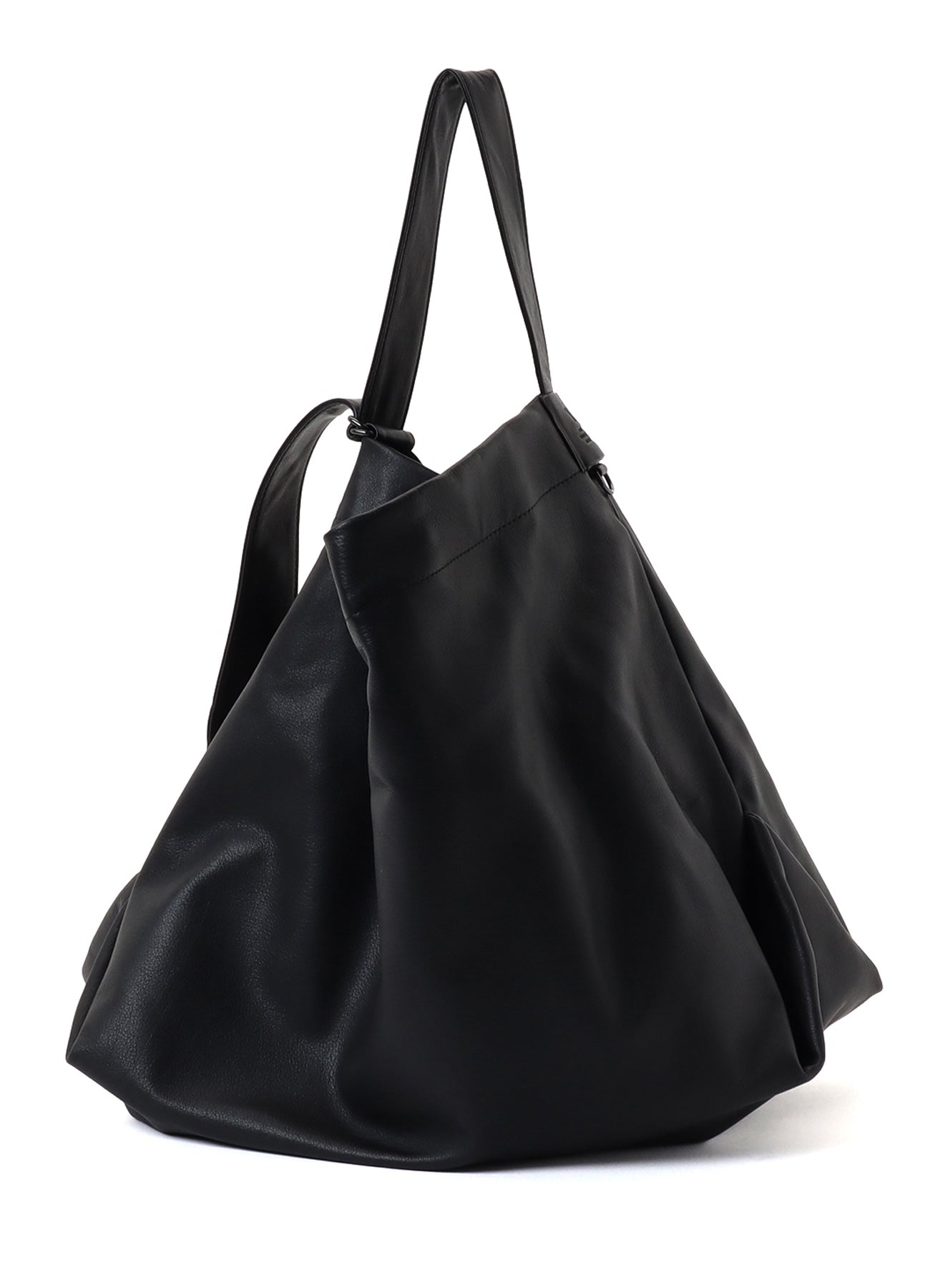 SEMI GLOSS LEATHER BELTED TOTE BAG L