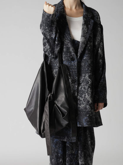 SEMI GLOSS LEATHER BELTED TOTE BAG L