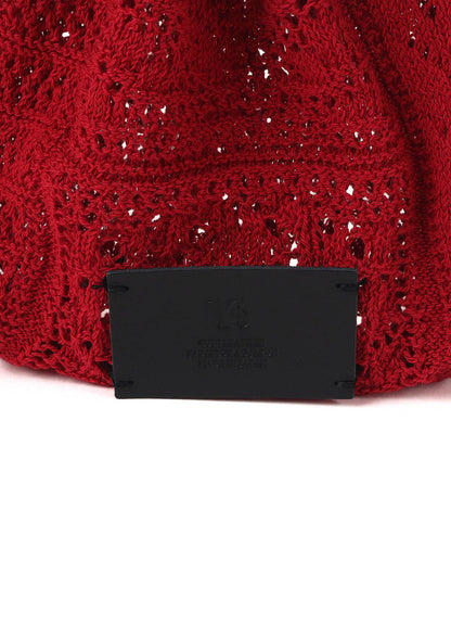 MEXICAN TILE PATTERN KNIT DRAWSTRING BAG