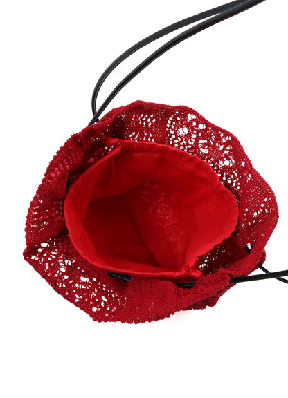 MEXICAN TILE PATTERN KNIT DRAWSTRING BAG