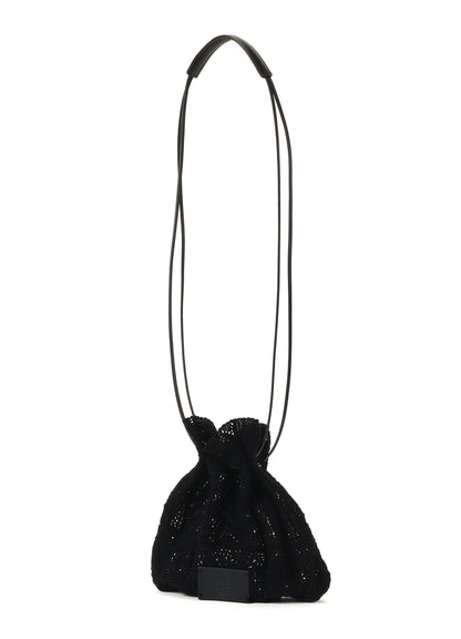 MEXICAN TILE PATTERN KNIT DRAWSTRING BAG