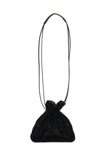 MEXICAN TILE PATTERN KNIT DRAWSTRING BAG