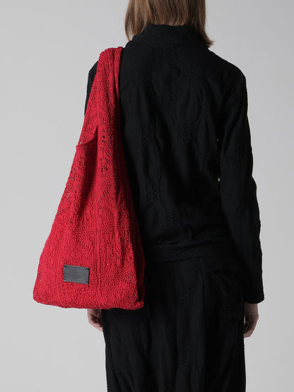 MEXICAN TILE PATTERN KNIT TOTE BAG