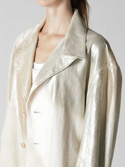 8OZ DENIM FOIL PRINT TAILORED JACKET