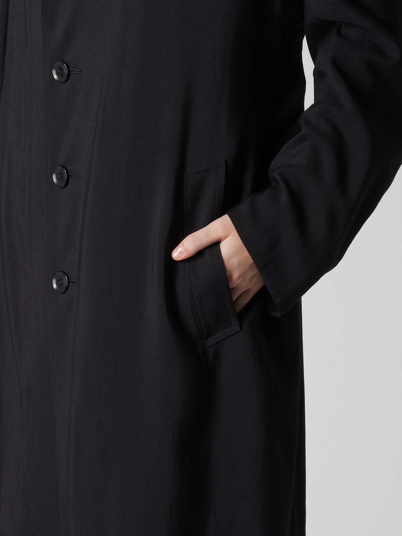 ジャケット・アウター OSHIMA REI REVERSIBLE TAILORED LONG CT CU/RY HARD TWISTED SERGE OPEN COLLAR TAILORED JACKET – THE SHOP